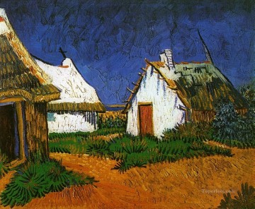  Marie Lienzo - Tres cabañas blancas en Saintes Maries Vincent van Gogh
